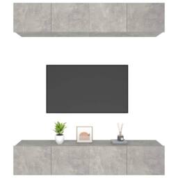 Berkfield Home TV Cabinets 4 pcs Concrete Grey 80x30x30 cm Engineered Wood - Size: 80 x 30 x 30 cm - thumbnail 4