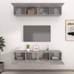 Berkfield Home TV Cabinets 4 pcs Concrete Grey 80x30x30 cm Engineered Wood - Size: 80 x 30 x 30 cm - thumbnail 3