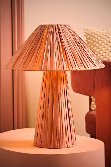 ValueLights Kaiya Pink Woven Paper Tapered Table Lamp with Bulb in Dusty Pink - image 1