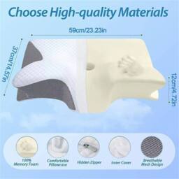 Kelvenix Cervical Memory Foam Pillow Pain Relief in White - Size: Single - thumbnail 2