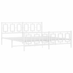 Berkfield Home Metal Bed Frame without Mattress with Footboard White 180x200cm - Size: Super King - thumbnail 3