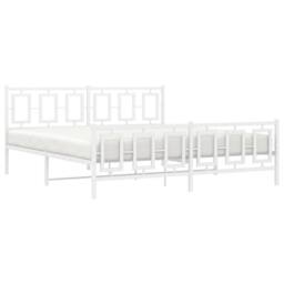 Berkfield Home Metal Bed Frame without Mattress with Footboard White 180x200cm - Size: Super King - thumbnail 4