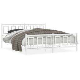 Berkfield Home Metal Bed Frame without Mattress with Footboard White 180x200cm - Size: Super King - thumbnail 2