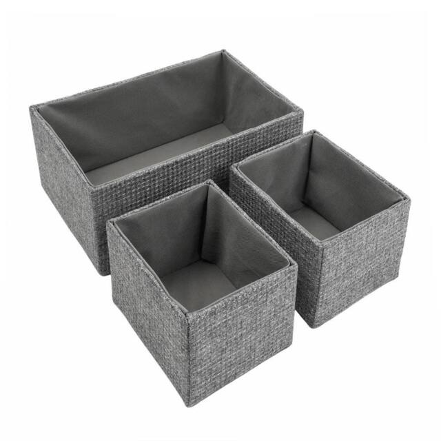 JVL Chroma Rectangular Storage Baskets - Set of 3 in Dark Grey - image 1