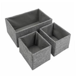 JVL Chroma Rectangular Storage Baskets - Set of 3 in Dark Grey