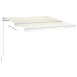 Berkfield Home Manual Retractable Awning with LED 400x300 cm Cream - thumbnail 4