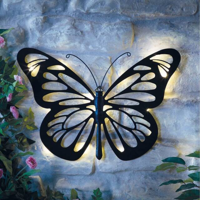 Garden Greatness Solar Butterfly Wall Art in Black - Size: 1 Pack