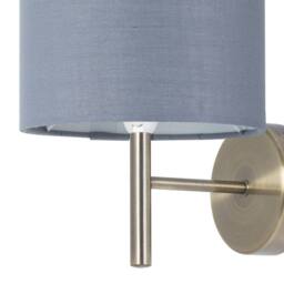 First Choice Lighting Brea - Antique Brass Wall Light with Grey Cotton Shade in Gold - thumbnail 2