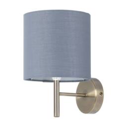 First Choice Lighting Brea - Antique Brass Wall Light with Grey Cotton Shade in Gold