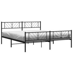 Berkfield Home Metal Bed Frame with Headboard & Footboard Black 180x200 cm Super King - thumbnail 3
