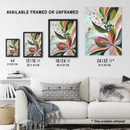 "Artery8 Abstract Tropical Exotic Leaves Floral Painting Wall Art Print - Size: W12"" x H16""" - thumbnail 3