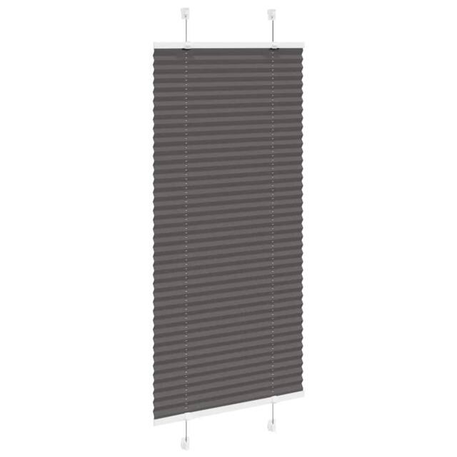 Berkfield Home Pleated Blind Black 65x100 cm Fabric Width 64.4 cm Polyester in Dark Grey - image 1