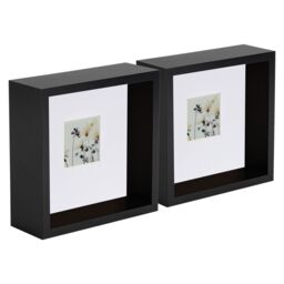 "Nicola Spring 3D Deep Box Photo Frames - 6 x 6"" with 2 x 2"" Mount - White Mount - Pack of 2 in Black" - thumbnail 1