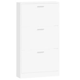 Berkfield Home Shoe Cabinet White 59x17x108 cm Engineered Wood - Size: 59 x 17 x 108 cm - thumbnail 5