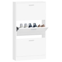 Berkfield Home Shoe Cabinet White 59x17x108 cm Engineered Wood - Size: 59 x 17 x 108 cm - thumbnail 4