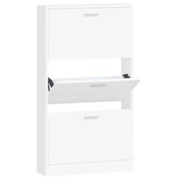 Berkfield Home Shoe Cabinet White 59x17x108 cm Engineered Wood - Size: 59 x 17 x 108 cm - thumbnail 2