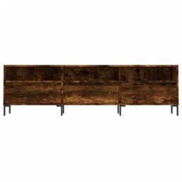 Berkfield Home TV Cabinet Smoked Oak 150x30x44.5 cm Engineered Wood in Brown - thumbnail 5