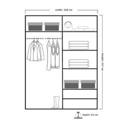 MN Furniture Merida Sliding Wardrobe with Mirror, LED Light & Storage W150cm in Grey - thumbnail 3