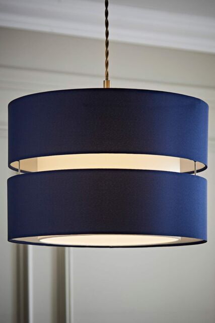 ValueLights Sophia Tier Large 35cm Drum Easy Fit Ceiling Pendant Light Lamp Shade in Navy - Size: 14 inches - image 1