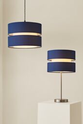ValueLights Sophia Tier Large 35cm Drum Easy Fit Ceiling Pendant Light Lamp Shade in Navy - Size: 14 inches - thumbnail 7