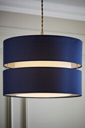 ValueLights Sophia Tier Large 35cm Drum Easy Fit Ceiling Pendant Light Lamp Shade in Navy - Size: 14 inches - thumbnail 1