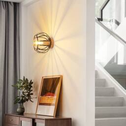 Pheashine Black 30cm Cage Metal Wood Ceiling Light E27 Vintage Industrial - thumbnail 7