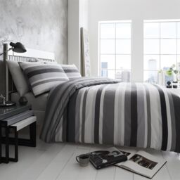 Portfolio Living Simply Stripes Duvet Cover Set Bedding in Charcoal - Size: King - thumbnail 1