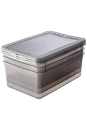 Keeeper Set of 3 Storage Boxes 11 Litre with Lid & Air Control System in Clear - thumbnail 2