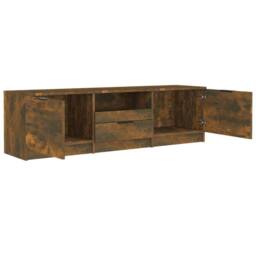 Berkfield Home TV Cabinet Smoked Oak 140x35x40 cm Engineered Wood in Brown - Size: 140 x 35 x 40 cm - thumbnail 5