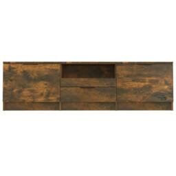Berkfield Home TV Cabinet Smoked Oak 140x35x40 cm Engineered Wood in Brown - Size: 140 x 35 x 40 cm - thumbnail 4