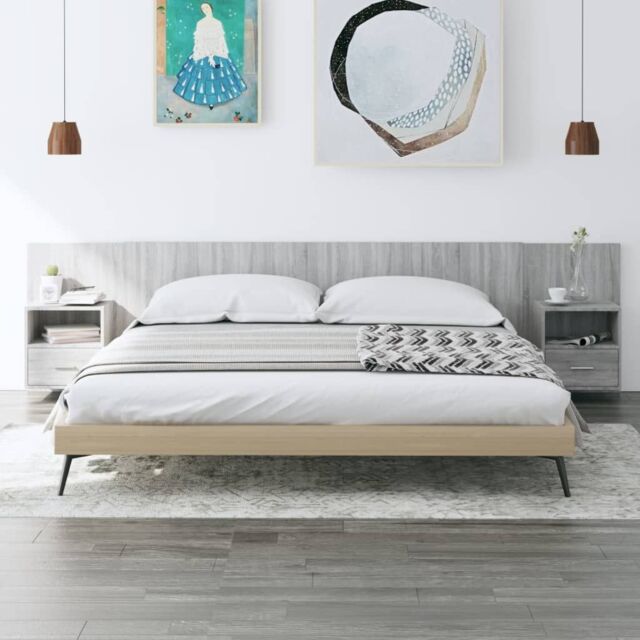 Berkfield Home Bed Headboard with Cabinets Grey Sonoma Engineered Wood - image 1