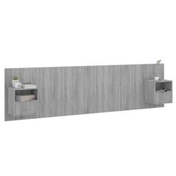 Berkfield Home Bed Headboard with Cabinets Grey Sonoma Engineered Wood - thumbnail 3