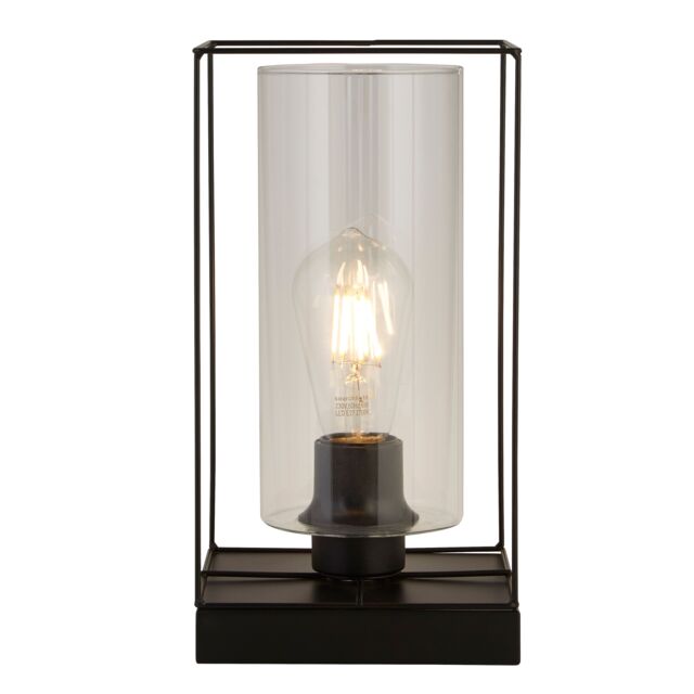 Lighting Collection Black Frame Table Lamp With Clear Inner Glass Table Lamp - image 1