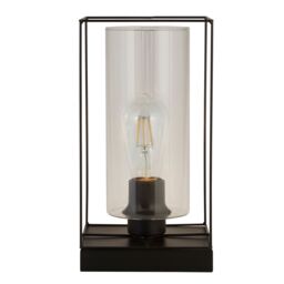 Lighting Collection Black Frame Table Lamp With Clear Inner Glass Table Lamp - thumbnail 3