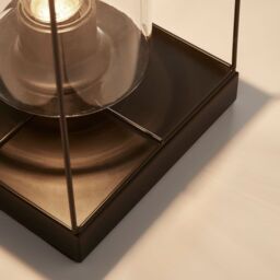 Lighting Collection Black Frame Table Lamp With Clear Inner Glass Table Lamp - thumbnail 4