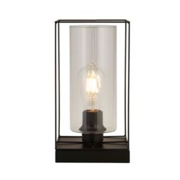 Lighting Collection Black Frame Table Lamp With Clear Inner Glass Table Lamp - thumbnail 2