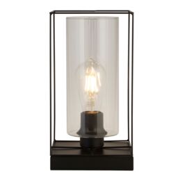 Lighting Collection Black Frame Table Lamp With Clear Inner Glass Table Lamp