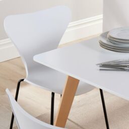 Home Source Fleur Table & 4 Penny Chairs Dining Set White Top Wooden Legs - thumbnail 8
