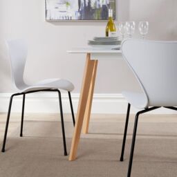 Home Source Fleur Table & 4 Penny Chairs Dining Set White Top Wooden Legs - thumbnail 5