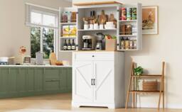 Rolipo Tall White Kitchen Sideboard Storage Cabinet With Doors 180cm - thumbnail 3