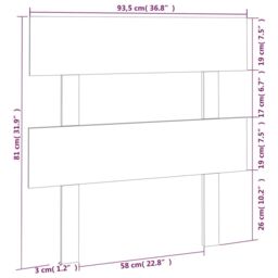 Berkfield Home Bed Headboard Grey 93.5x3x81 cm Solid Wood Pine - thumbnail 6