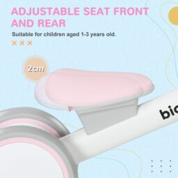 AIYAPLAY Kids Balance Bike for 1-3 Years Old with Adjustable Seat in Pink - thumbnail 5