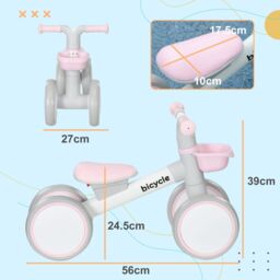AIYAPLAY Kids Balance Bike for 1-3 Years Old with Adjustable Seat in Pink - thumbnail 3