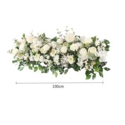 EONLION Artificial Silk Flowers Peonies Rose Flower Row in White - Size: 100 cm - thumbnail 2