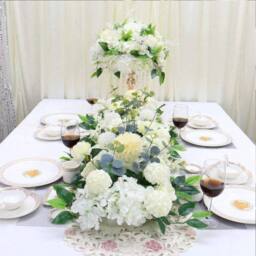 EONLION Artificial Silk Flowers Peonies Rose Flower Row in White - Size: 100 cm - thumbnail 3