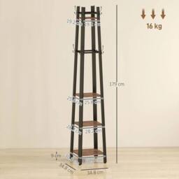 NESTLUNE Industrial Coat Stand with 4 Storage Shelves in Black - Size: 100 cm x 15 cm - thumbnail 2