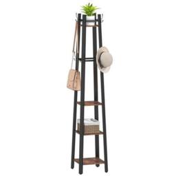 NESTLUNE Industrial Coat Stand with 4 Storage Shelves in Black - Size: 100 cm x 15 cm - thumbnail 1