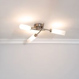 ValueLights Maya 3 Way Curved Cross Over Flush Ceiling Light in Silver - thumbnail 1