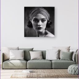 Warren Reed - Designer Edwardian Ballerina Portrait Canvas in Black - Size: w40 inch x h40 inch - thumbnail 1