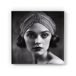 Warren Reed - Designer Edwardian Ballerina Portrait Canvas in Black - Size: w40 inch x h40 inch - thumbnail 2